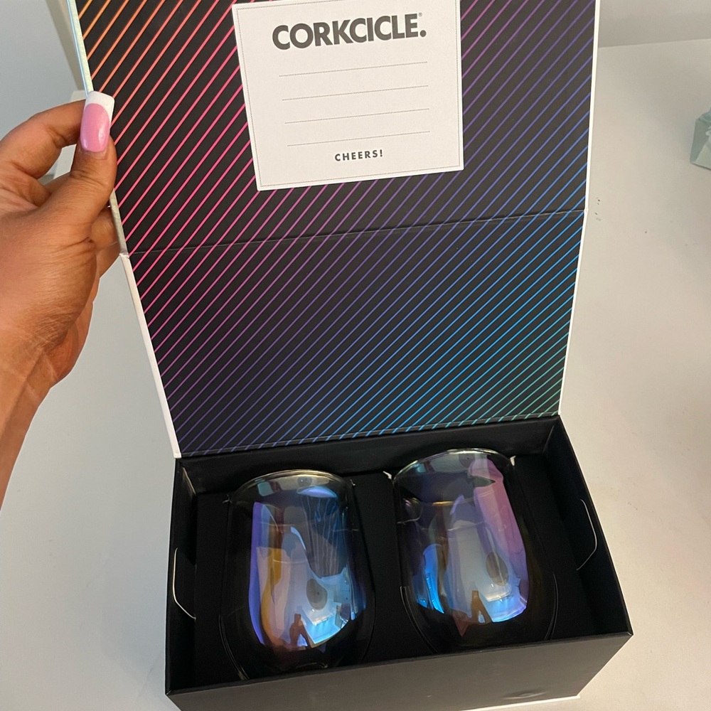 CORKCICLE Pink Hue Glass Stemless Wine Glasses